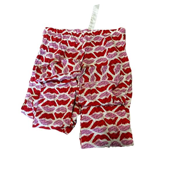 Victoria Secret White Soft Cotton with Pink Red Lips Pajama Pants Size LG - Picture 2 of 5